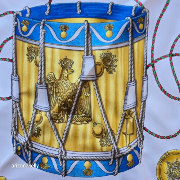 Hermès 'Les Tambours' Silk Scarf Red - Picture 7 of 16